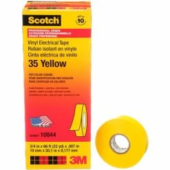 3M Scotch® Vinyl Electrical Color Coding Tape 35-Yellow, 3/4" X 66' - Pkg Qty 10 -Wiring Devices shop online 00054007108443