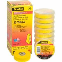 3M Scotch® Vinyl Electrical Color Coding Tape 35-Yellow, 3/4" X 66' - Pkg Qty 10