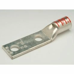 Penn-Union BLU040D, Cu Compress. Lug Std Barrel 2 Hole w/Inspect. Window 400kcmil 5/8" Stud Blue - Pkg Qty 10