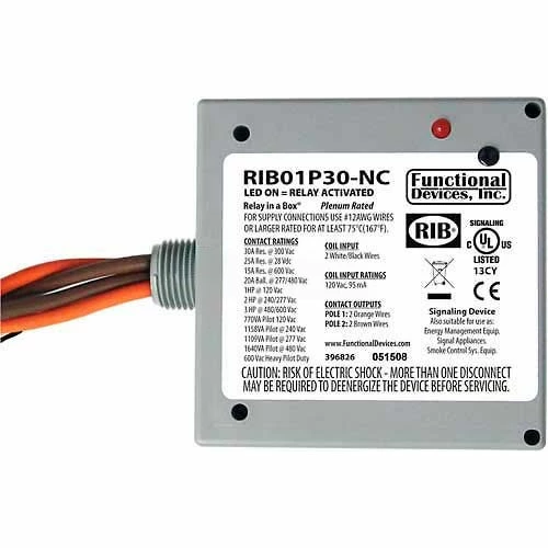 RIB® Enclosed Power Relay RIB01P30-NC, 30A, DPST, 120VAC, Normally Closed 3 RIB® Enclosed Power Relay RIB01P30-NC, 30A, DPST, 120VAC, Normally Closed