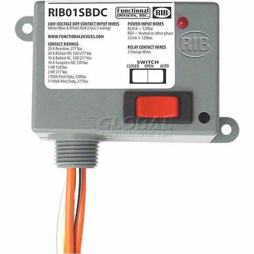 RIB® Dry Contact Input Relay RIB01SBDC, Enclosed, 120VAC, 20A, SPST, Override 3 RIB® Dry Contact Input Relay RIB01SBDC, Enclosed, 120VAC, 20A, SPST, Override