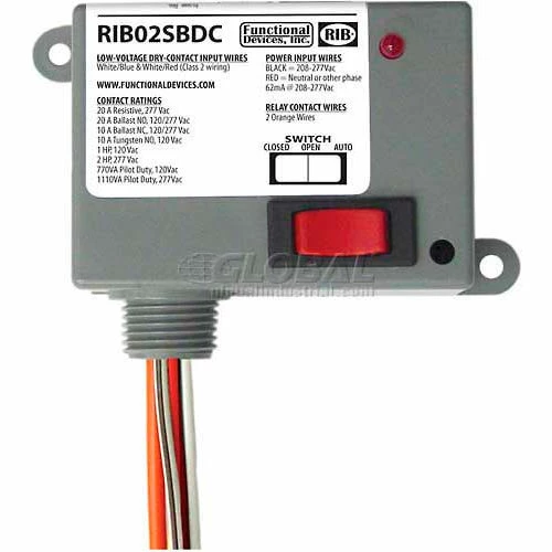 RIB® Dry Contact Input Relay RIB02SBDC, Enclosed, 208-277VAC, 20A, SPST, Override 3 RIB® Dry Contact Input Relay RIB02SBDC, Enclosed, 208-277VAC, 20A, SPST, Override